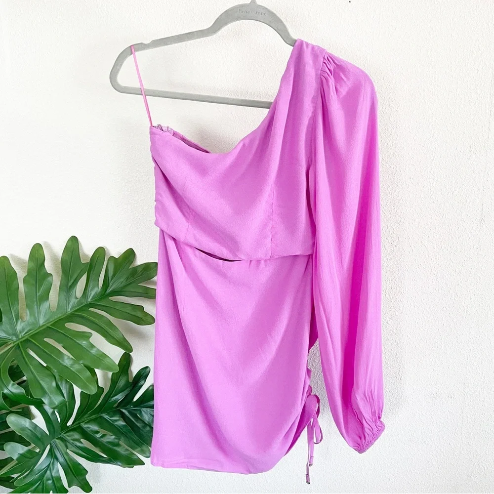 NWT Olivaceous Pink Gabelli One Sleeve Cut-Away Mini Dress M - Picture 4 of 14